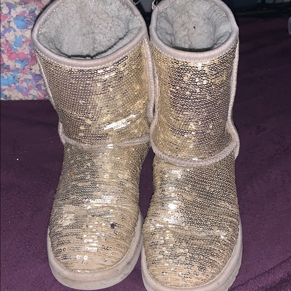 UGG Shoes Gold Glitter Uggs Size 7 Poshmark